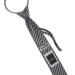 Детский галстук черный с диагональными серебряными полосами сзади
