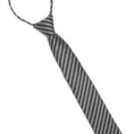 Детский галстук черный с диагональными серебряными полосами спереди