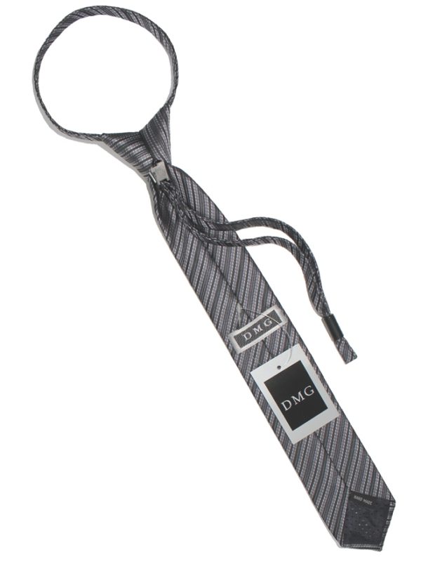 Детский галстук серый с диагональными полосами сзади