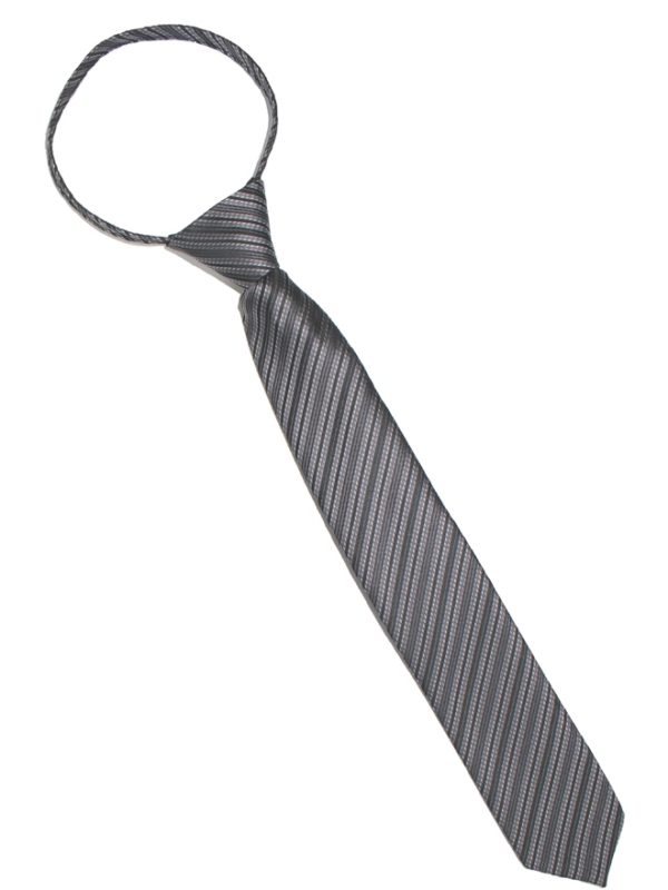 Детский галстук серый с диагональными полосами спереди