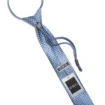 Детский галстук синий с голубым и синим ромбовидным узором сзади