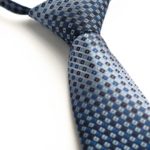 Детский галстук синий с голубым и синим ромбовидным узором