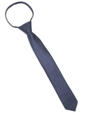 Детский галстук темно-синий с голубыми прямоугольниками и крапинкой спереди