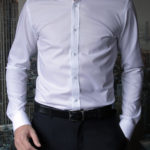 Белая приталенная рубашка с планкой Vester 86616W_11