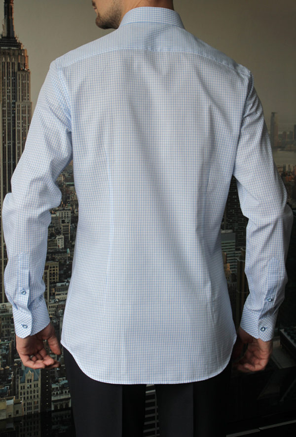 Белая рубашка в голубую клетку Vester 93616 S сзади
