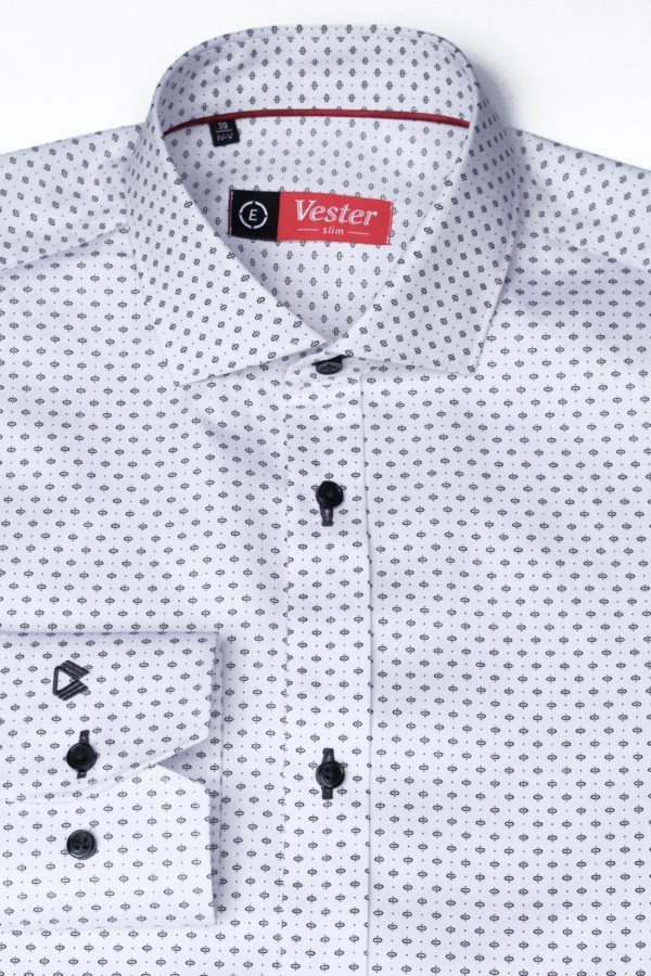 Белая рубашка с черным узором Vester 86416 E