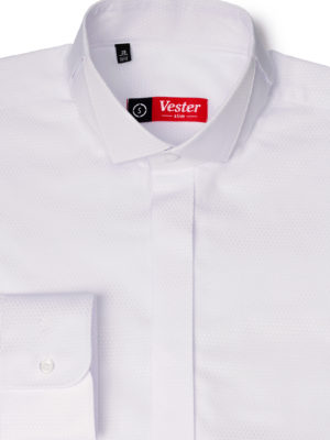 Приталенная белая рубашка под бабочку Vester 73114 S