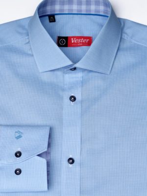 Рубашка в мелкую голубую клетку Vester 86216 S