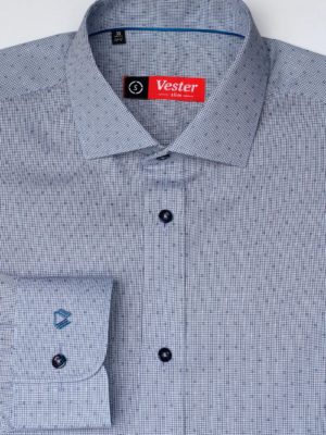 Рубашка в мелкую черно-синюю клетку Vester 87216 S