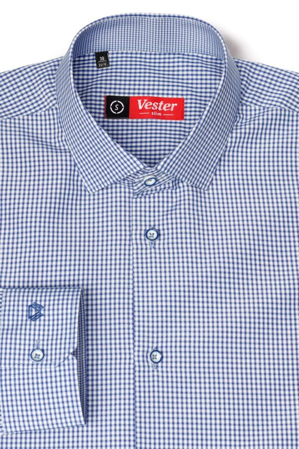 Рубашка в темно-синюю клетку Vester 93814 S