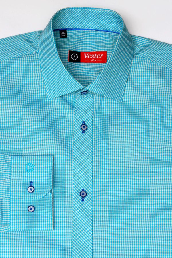 Рубашка мятная с зелеными линиями Vester 86816 S
