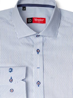 Рубашка фактурная в синюю полоску Vester 89716 E