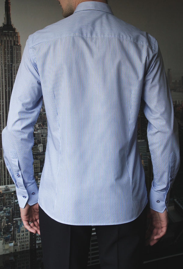 Рубашка фактурная в синюю полоску Vester 89716 E сзади