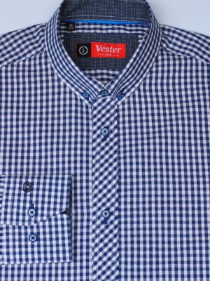 Темно синяя рубашка в клетку Vester 87516 S