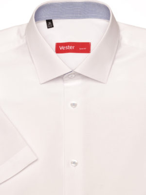 Приталенная белая рубашка с коротким рукавом Vester 86014 S
