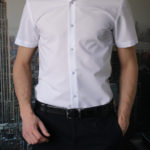Приталенная белая рубашка с коротким рукавом Vester 86014S_01