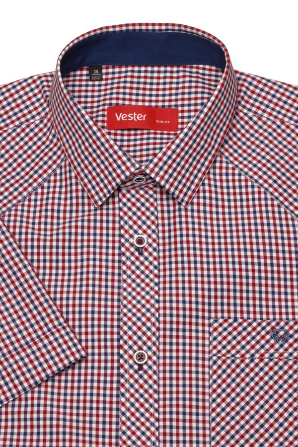 Рубашка с коротким рукавом в красную клетку Vester 80814 E