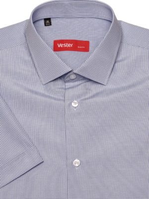 Рубашка с коротким рукавом в мелкую синюю клетку Vester 72914 S